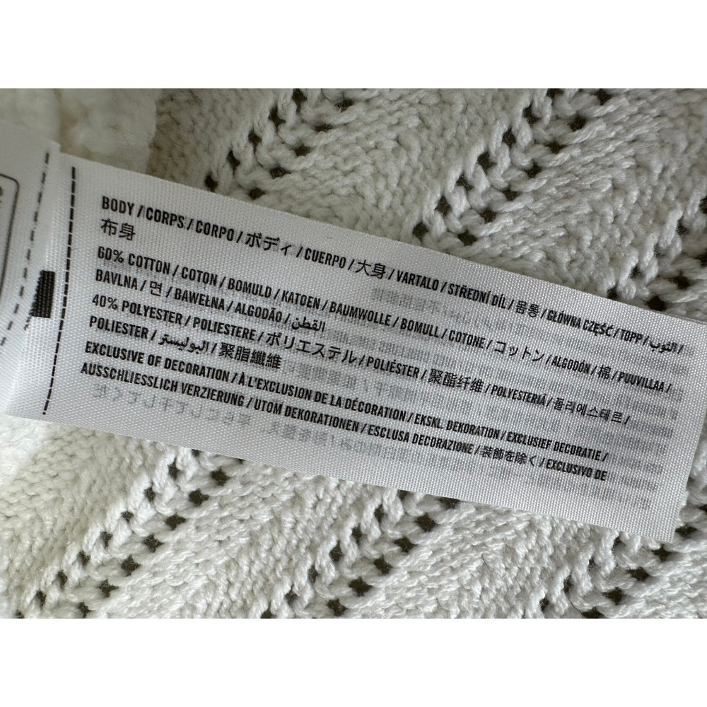 New Hollister White Pointelle Knit Tie Front Cardigan Sweater Large - Picture 10 of 11